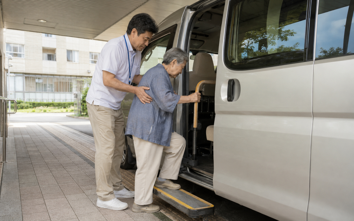 透析治療のため定期的に介護タクシーを利用する高齢者